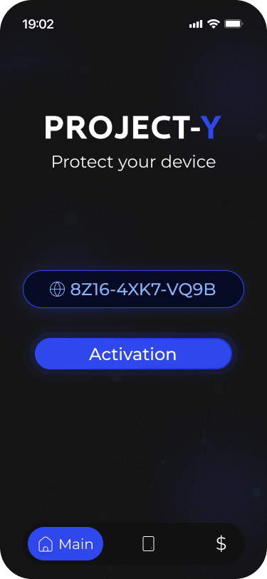 Project-Y app EN — screen 1