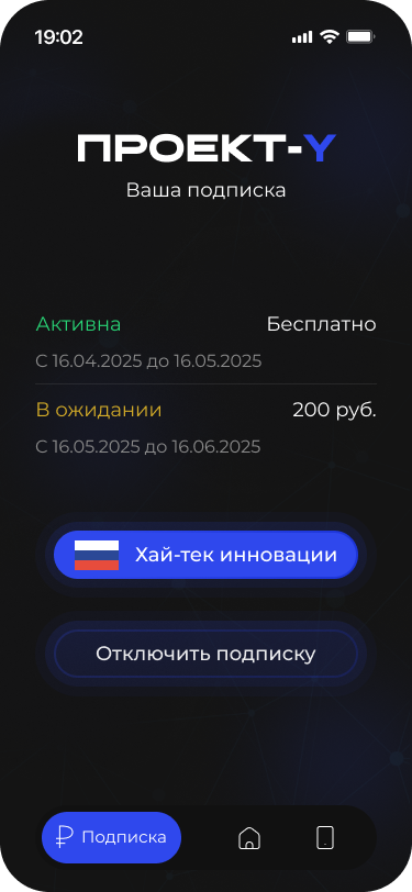 Приложение Project-Y RU — экран 3